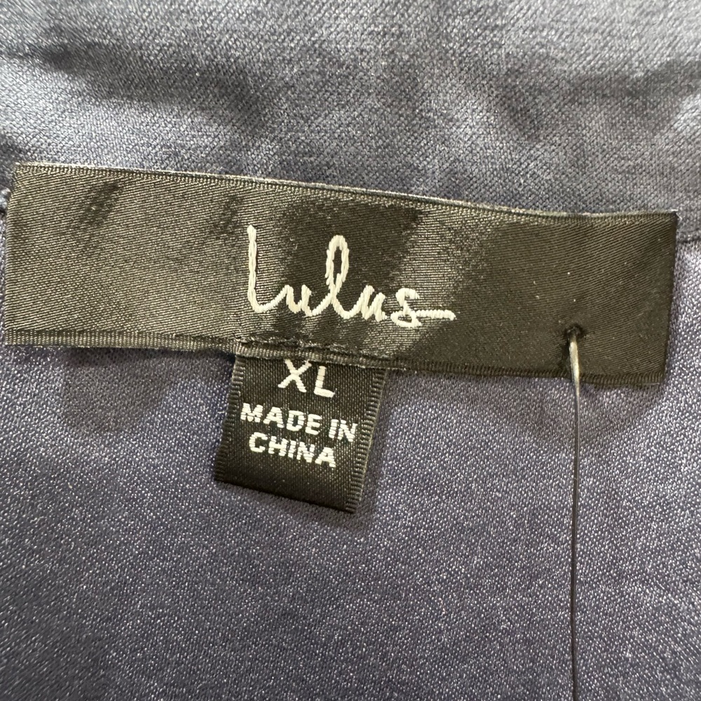 NWT Lulus Autumnal Views Dark Blue Suede Button-Up Tie-Front Midi Dress Women XL - Picture 8 of 16